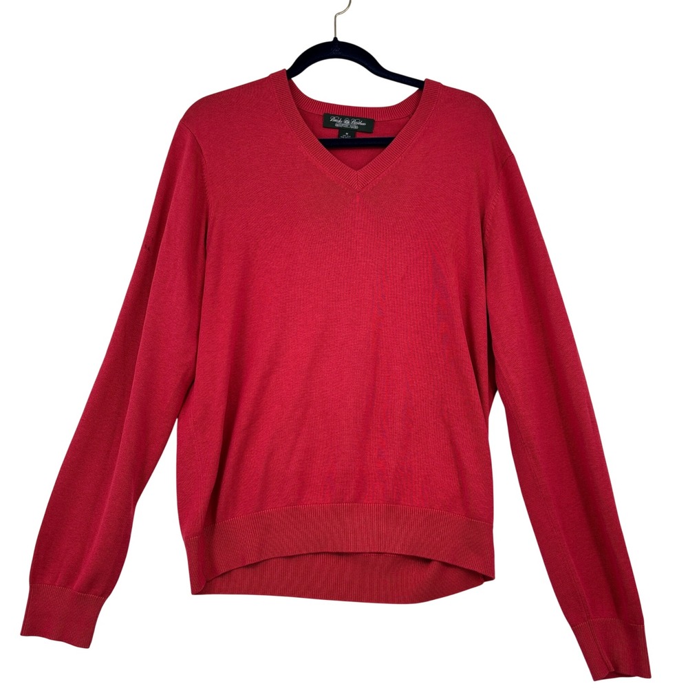 Brooks Brothers Country Club V-Neck Sweater Mens M Red Silk Cotton Blend